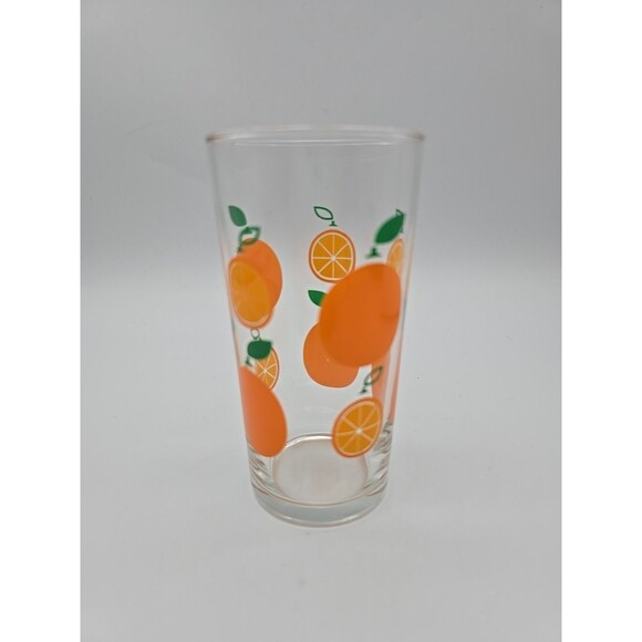 Swanky Orange Decorated Juice Tumbler  Mid-Century Glass Rare Find Pristine - Picture 6 of 12